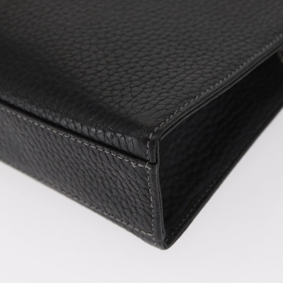 BURBERRY Clutch Bag Leather Black Silver Auth bs31755