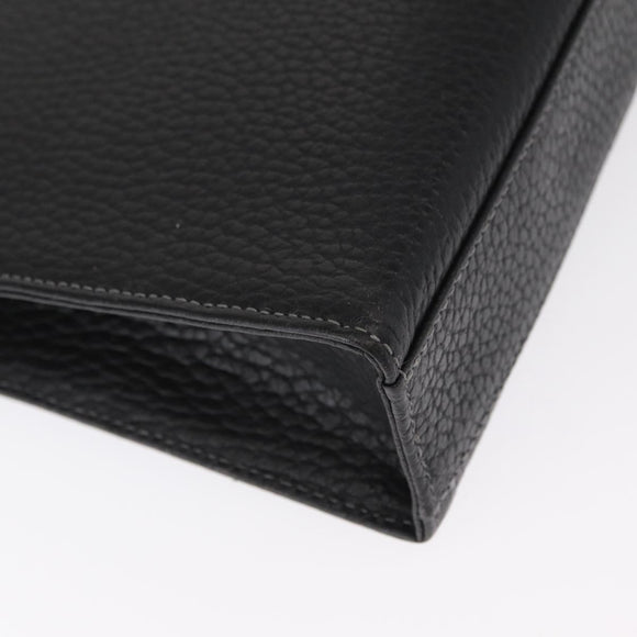 BURBERRY Clutch Bag Leather Black Silver Auth bs31755