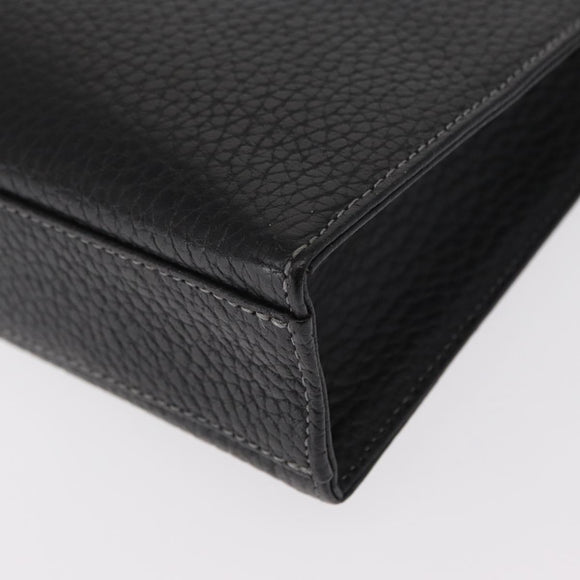 BURBERRY Clutch Bag Leather Black Silver Auth bs31755