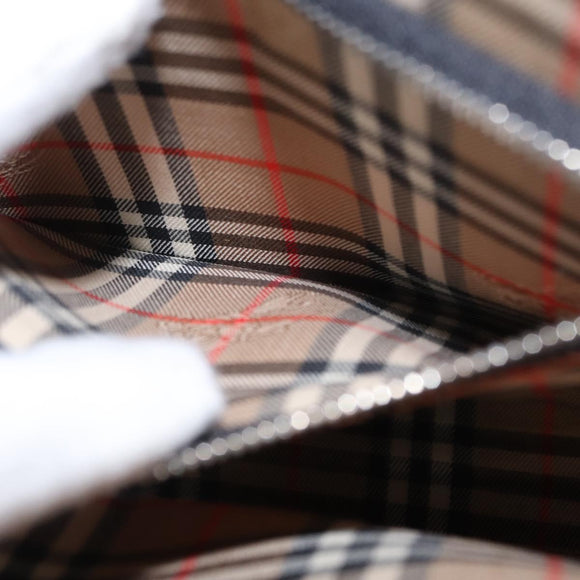 BURBERRY Clutch Bag Leather Black Silver Auth bs31755