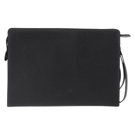 BURBERRY Clutch Bag Leather Black Silver Auth bs31755 - 0