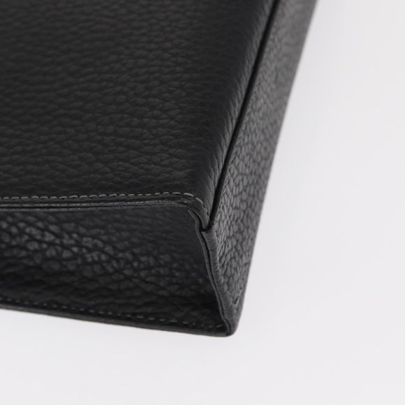 BURBERRY Clutch Bag Leather Black Silver Auth bs31755