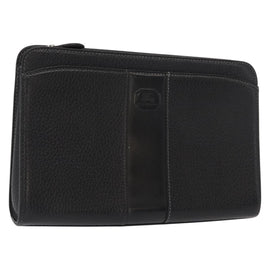 BURBERRY Clutch Bag Leather Black Silver Auth bs31756