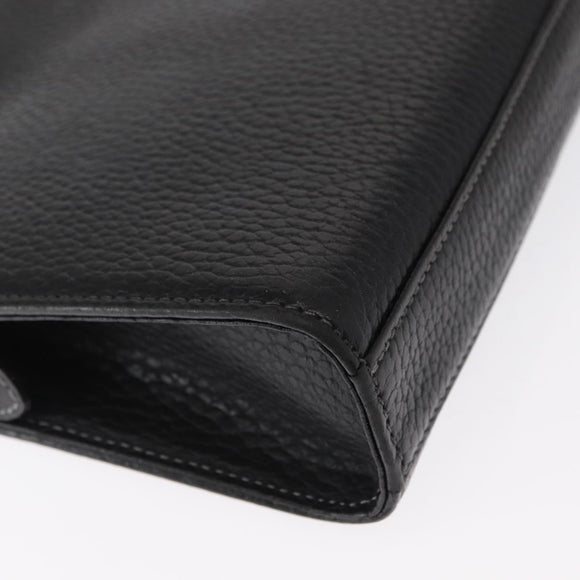 BURBERRY Clutch Bag Leather Black Silver Auth bs31756