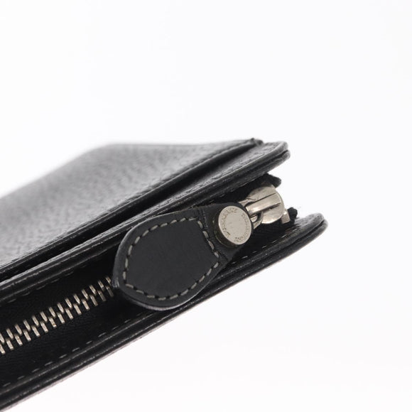 BURBERRY Clutch Bag Leather Black Silver Auth bs31756