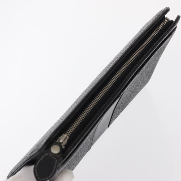 BURBERRY Clutch Bag Leather Black Silver Auth bs31756