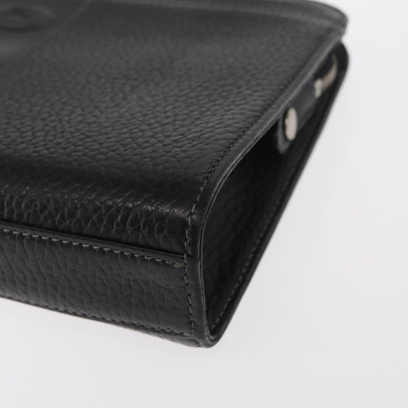 BURBERRY Clutch Bag Leather Black Silver Auth bs31756