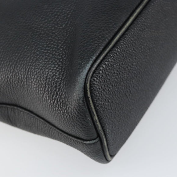 BURBERRY Hand Bag Leather Black Gold Auth bs31757