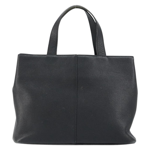 BURBERRY Hand Bag Leather Black Gold Auth bs31757