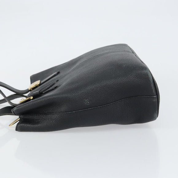 BURBERRY Hand Bag Leather Black Gold Auth bs31757