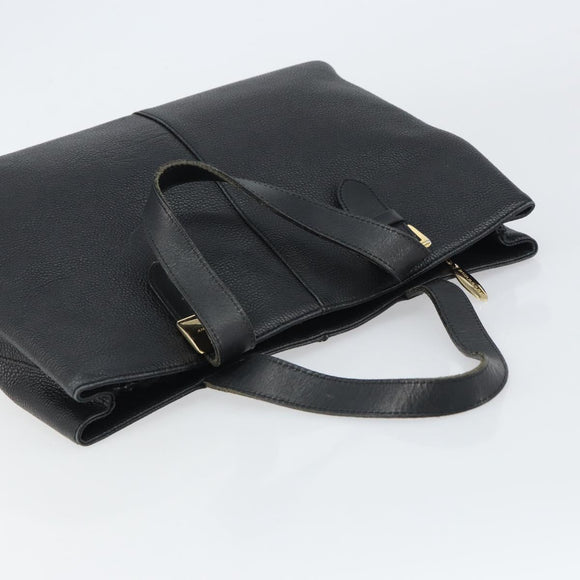 BURBERRY Hand Bag Leather Black Gold Auth bs31757