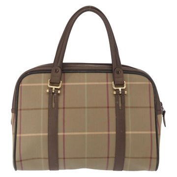 Burberrys Nova Check Hand Bag Canvas Beige Gold Auth bs31758 - 0