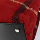 BURBERRY Nova Check Hand Bag Wool Leather Red Black Silver Auth bs31760-15