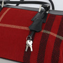 BURBERRY Nova Check Hand Bag Wool Leather Red Black Silver Auth bs31760-10