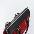 BURBERRY Nova Check Hand Bag Wool Leather Red Black Silver Auth bs31760-6