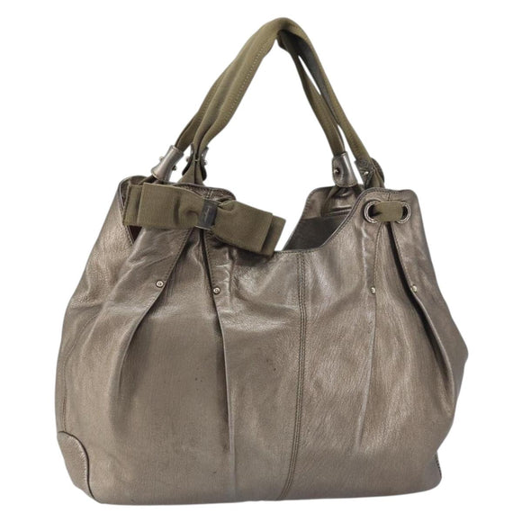 Salvatore Ferragamo Vala Hand Bag Leather Gold Tone Auth bs31761