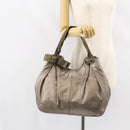 Salvatore Ferragamo Vala Hand Bag Leather Gold Tone Auth bs31761-22