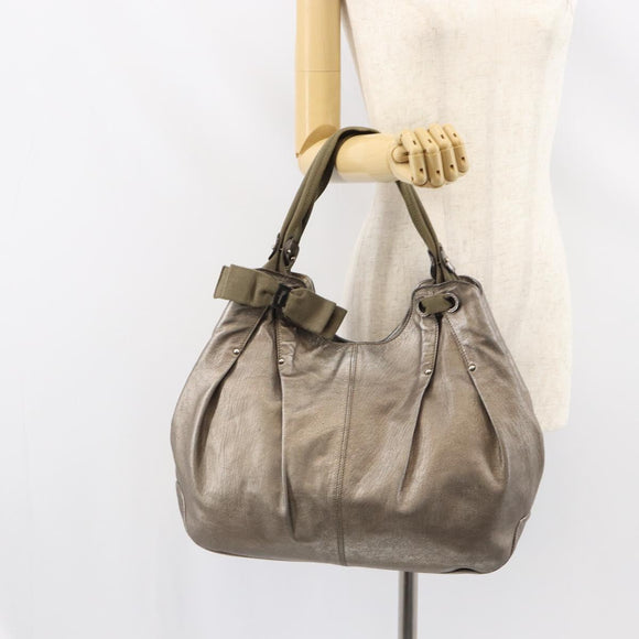 Salvatore Ferragamo Vala Hand Bag Leather Gold Tone Auth bs31761