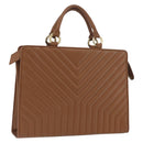 SAINT LAURENT Y Stitch Hand Bag Leather Brown Gold Auth bs31762-1