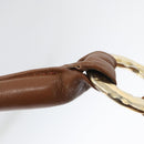 SAINT LAURENT Y Stitch Hand Bag Leather Brown Gold Auth bs31762-10