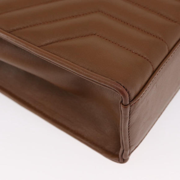 SAINT LAURENT Y Stitch Hand Bag Leather Brown Gold Auth bs31762