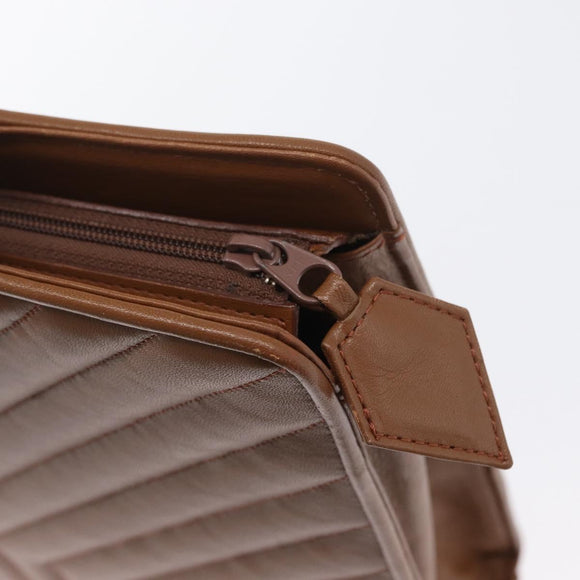 SAINT LAURENT Y Stitch Hand Bag Leather Brown Gold Auth bs31762