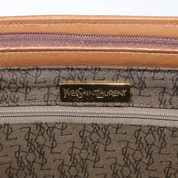 SAINT LAURENT Y Stitch Hand Bag Leather Brown Gold Auth bs31762