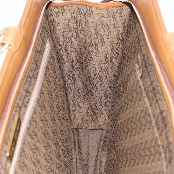 SAINT LAURENT Y Stitch Hand Bag Leather Brown Gold Auth bs31762