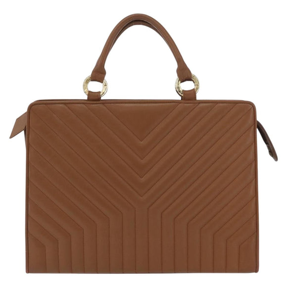 SAINT LAURENT Y Stitch Hand Bag Leather Brown Gold Auth bs31762