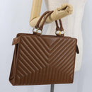 SAINT LAURENT Y Stitch Hand Bag Leather Brown Gold Auth bs31762-24
