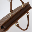 SAINT LAURENT Y Stitch Hand Bag Leather Brown Gold Auth bs31762-6