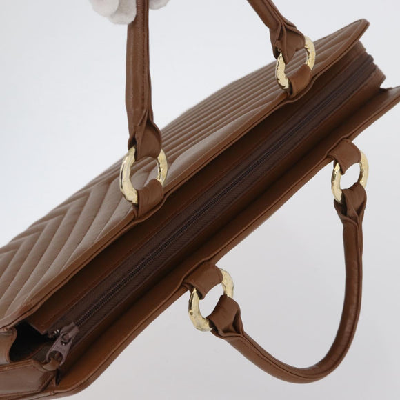 SAINT LAURENT Y Stitch Hand Bag Leather Brown Gold Auth bs31762