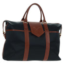 SAINT LAURENT Boston Bag Nylon Leather Navy Gold Auth bs31763-1