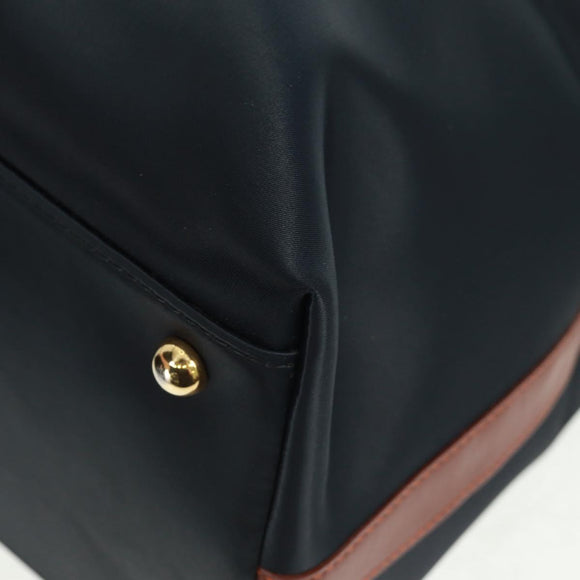 SAINT LAURENT Boston Bag Nylon Leather Navy Gold Auth bs31763