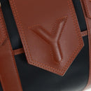 SAINT LAURENT Boston Bag Nylon Leather Navy Gold Auth bs31763-14