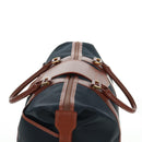 SAINT LAURENT Boston Bag Nylon Leather Navy Gold Auth bs31763-6