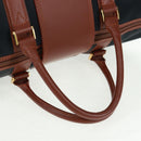 SAINT LAURENT Boston Bag Nylon Leather Navy Gold Auth bs31763-7