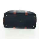 SAINT LAURENT Boston Bag Nylon Leather Navy Gold Auth bs31763-9