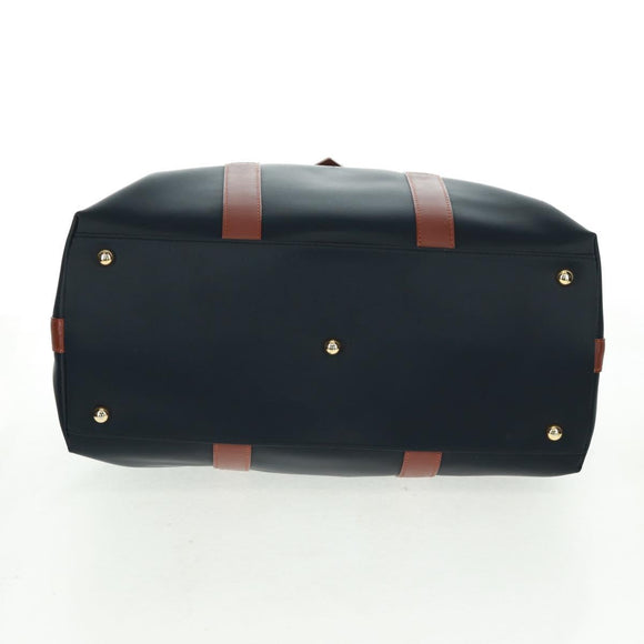 SAINT LAURENT Boston Bag Nylon Leather Navy Gold Auth bs31763
