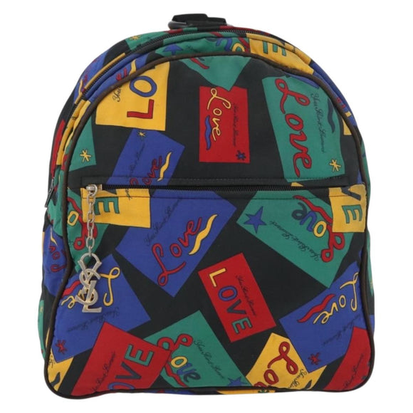 SAINT LAURENT Backpack Nylon Multicolor Gold Auth bs31764