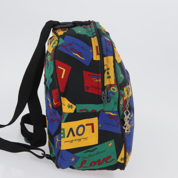 SAINT LAURENT Backpack Nylon Multicolor Gold Auth bs31764