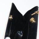 Salvatore Ferragamo Chain Shoulder Bag Leather White Black gold Auth bs31765-16