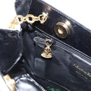 Salvatore Ferragamo Chain Shoulder Bag Leather White Black gold Auth bs31765-18