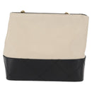 Salvatore Ferragamo Chain Shoulder Bag Leather White Black gold Auth bs31765-2