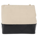 Salvatore Ferragamo Chain Shoulder Bag Leather White Black gold Auth bs31765-3