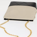 Salvatore Ferragamo Chain Shoulder Bag Leather White Black gold Auth bs31765-6