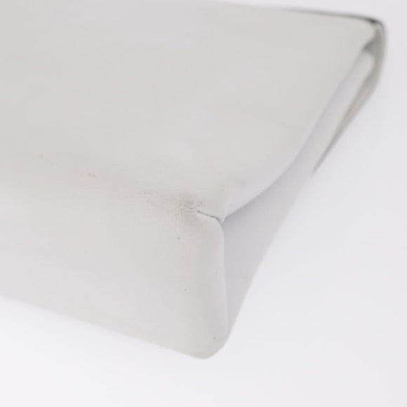 Salvatore Ferragamo Clutch Bag Leather Navy White gold Auth bs31766