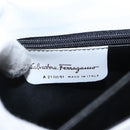 Salvatore Ferragamo Clutch Bag Leather Navy White gold Auth bs31766-13