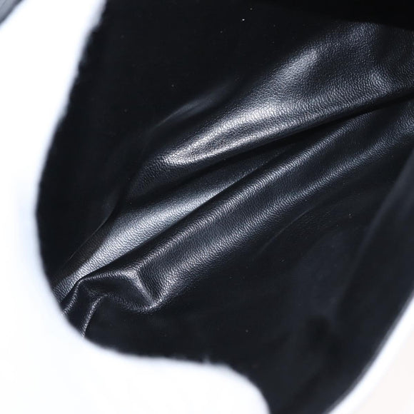 Salvatore Ferragamo Clutch Bag Leather Navy White gold Auth bs31766