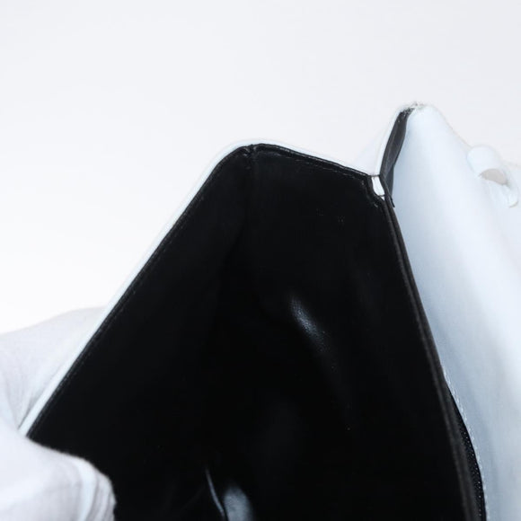 Salvatore Ferragamo Clutch Bag Leather Navy White gold Auth bs31766